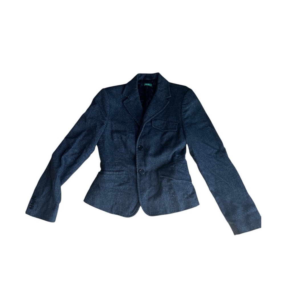 United Colors Of Benetton Textured Gray Blazer Jacket preppy work wool